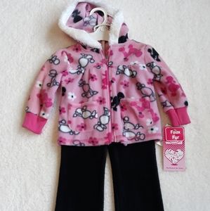 LIL Girls Faux Fur Coat and Pants 12 months